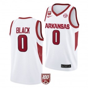 Anthony Black Arkansas Razorbacks #0 White 100 Season Jersey 2022-23 College Basketball