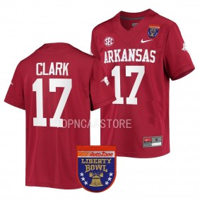 Arkansas Razorbacks 2022 Liberty Bowl Hudson Clark #17 Cardinal Men's College Football Jersey