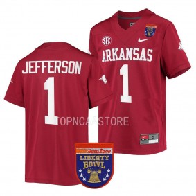 Arkansas Razorbacks 2022 Liberty Bowl KJ Jefferson #1 Cardinal Men's College Football Jersey