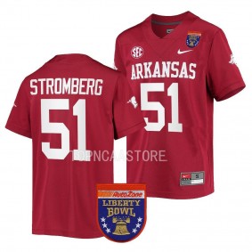 Arkansas Razorbacks 2022 Liberty Bowl Ricky Stromberg #51 Cardinal Men's College Football Jersey