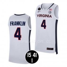 Armaan Franklin Virginia Cavaliers #4 White UVA Strong Jersey 2022 Main Event Champs