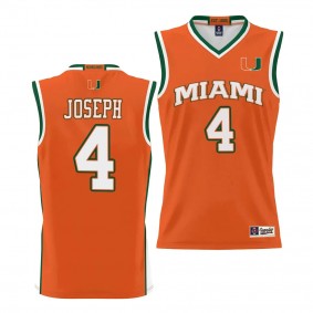 Miami Hurricanes Bensley Joseph Orange #4 NIL Basketball Jersey Lightweight Unisex
