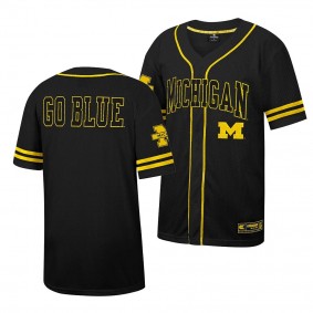 Michigan Wolverines Free Spirited Black Mesh Button-Up Baseball Jersey Unisex