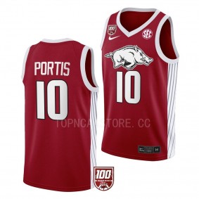 Arkansas Razorbacks 100 Season Bobby Portis #10 Red College Basketball Jersey