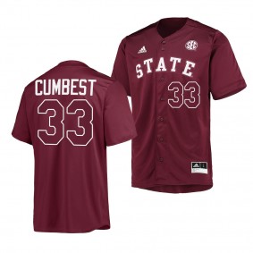 Mississippi State Bulldogs Brad Cumbest College Baseball Maroon #33 Jersey Button-Up