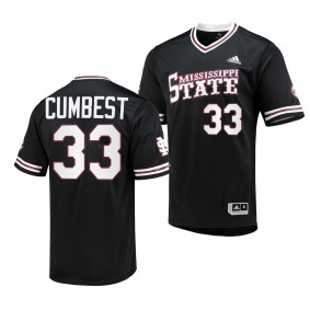 Brad Cumbest Mississippi State Bulldogs #33 Black College Baseball Replica V-Neck Jersey