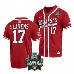 2022 College World Series Arkansas Razorbacks Brady Slavens #17 Cardinal Baseball Jersey Men