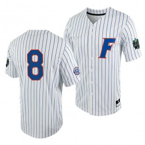 Brandon Sproat Florida Gators #8 White Royal 2023 College World Series NCAA Baseball Jersey