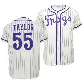 Brayden Taylor TCU Horned Frogs #55 Natural College Baseball Throwback Jersey