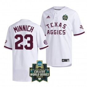 Texas A&M Aggies Brett Minnich 2022 College World Series Baseball White #23 Jersey