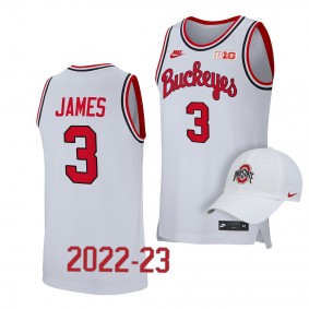 Bronny James Ohio State Buckeyes #3 White Retro Basketball Jersey 2022-23