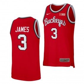 Ohio State Buckeyes Bronny James Red #3 Jersey 2022-23 Retro Basketball