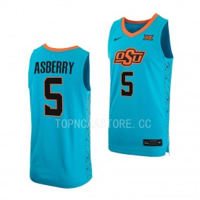 OSU Cowboys Caleb Asberry Turquoise #5 Replica Jersey 2022-23 Alternate Basketball