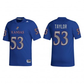 Caleb Taylor Kansas Jayhawks adidas NIL Replica Football Jersey Royal