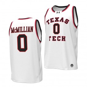 Chance McMillian Texas Tech Red Raiders #0 White Throwback Basketball Jersey Men Replica