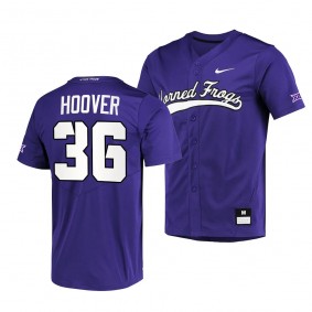 2023 Big 12 Baseball Champions Chase Hoover TCU Horned Frogs Full-Button Purple Jersey Men #36