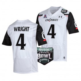 Ethan Wright Cincinnati Bearcats 2022 Fenway Bowl #4 Jersey Men's White Football Uniform