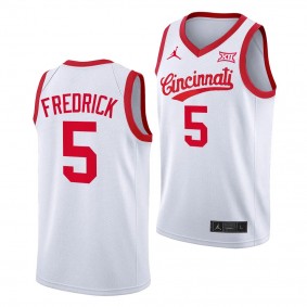 Cincinnati Bearcats 70s Throwback CJ Fredrick #5 White Basketball Jersey Men's