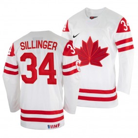 Canada Hockey Cole Sillinger #34 White Home Jersey 2022 IIHF World Championship