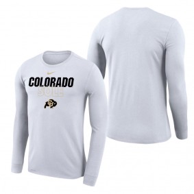 Colorado Buffaloes On Court Bench Long Sleeve T-Shirt White