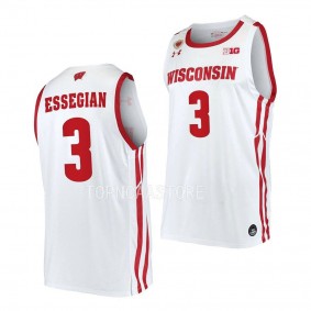 Wisconsin Badgers Connor Essegian Home Basketball 2022-23 Replica Jersey White