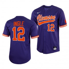 Clemson Tigers Cooper Ingle 2022 College Baseball Full-Button Purple #12 Jersey