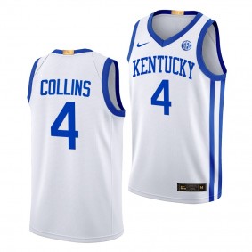 Kentucky Wildcats Daimion Collins White #4 Elite Basketball Jersey 2022-23 Home