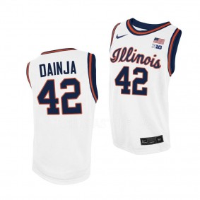 Dain Dainja Illinois Fighting Illini #42 White Script Throwback Jersey 2022-23 College Basketball