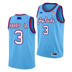 Kansas Jayhawks Dajuan Harris Jr. Baby Blue #3 DRIP Alternate Jersey 2023-24 Mens Basketball Unisex