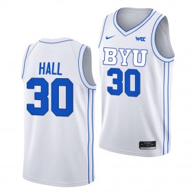 Dallin Hall BYU Cougars #30 White College Basketball Jersey 2022-23