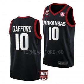 Arkansas Razorbacks Daniel Gafford Black #10 College Basketball Jersey 100 Season