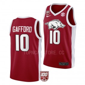 Arkansas Razorbacks 100 Season Daniel Gafford #10 Red College Basketball Jersey