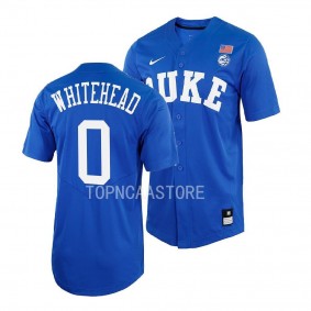 Duke Blue Devils Dariq Whitehead Baseball Shirt Royal #0 Jersey Full-Button