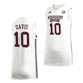Mississippi State Bulldogs Dashawn Davis White #10 Jersey College Basketball
