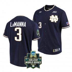 Notre Dame Fighting Irish David LaManna 2022 College World Series Baseball Navy #3 Jersey