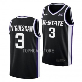 David N'Guessan #3 Kansas State Wildcats Alternate Basketball Jersey 2022-23 Black