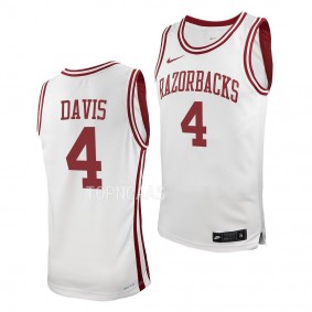 Davonte Davis Arkansas Razorbacks #4 White College Basketball Jersey 2022-23 Replica