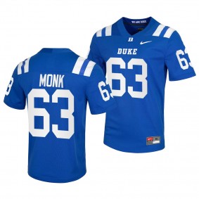 Jacob Monk Duke Blue Devils College Football Blue 63 Jersey Men
