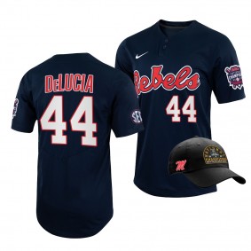 Ole Miss Rebels Dylan DeLucia 2022 College World Series Champions Free Hat Navy #44 Jersey