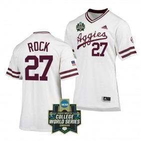 2022 College World Series Texas A&M Aggies Dylan Rock #27 White SEC Baseball Jersey Men