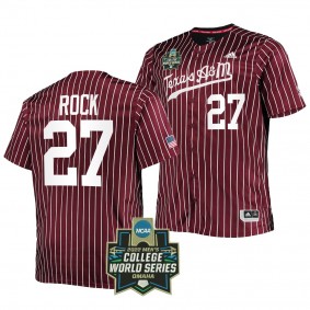 Dylan Rock Texas A&M Aggies #27 Maroon 2022 College World Series Stripes Jersey