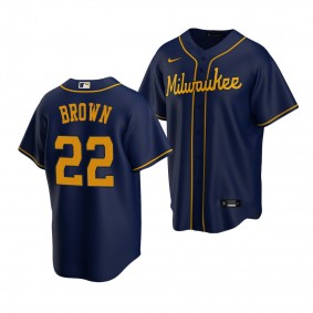 Eric Brown Milwaukee Brewers 2022 MLB Draft Jersey Navy Alternate Replica