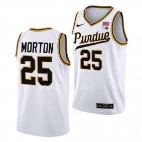 Purdue Boilermakers Rick Mount-Era Ethan Morton #25 White Throwback Basketball Jersey