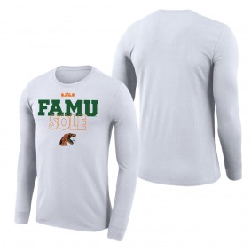 Florida A&M Rattlers x LeBron James On Court Bench Long Sleeve T-Shirt White