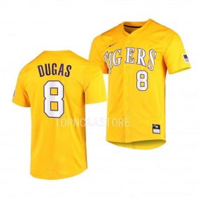 LSU Tigers Gavin Dugas Vapor Untouchable Elite Gold #8 Jersey Full-Button Baseball