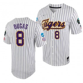 LSU Tigers Gavin Dugas 2023 College World Series White Purple #8 Jersey NCAA Baseball