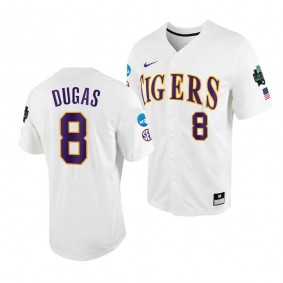 Gavin Dugas LSU Tigers #8 White 2023 College World Series NCAA Baseball Jersey