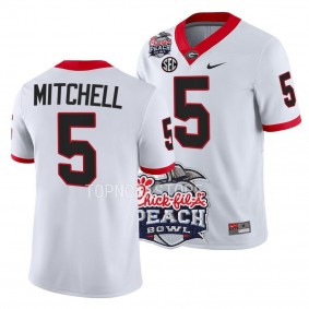 2022 Peach Bowl Adonai Mitchell Georgia Bulldogs #5 White College Football Playoff Jersey Men's