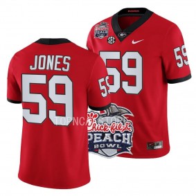 Georgia Bulldogs 2022 Peach Bowl Broderick Jones #59 Red Men's College Football Playoff Jersey