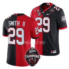 Christopher Smith Georgia Bulldogs Back-To-Back 2X National Champions #29 Jersey Men's Red Black Split Uniform